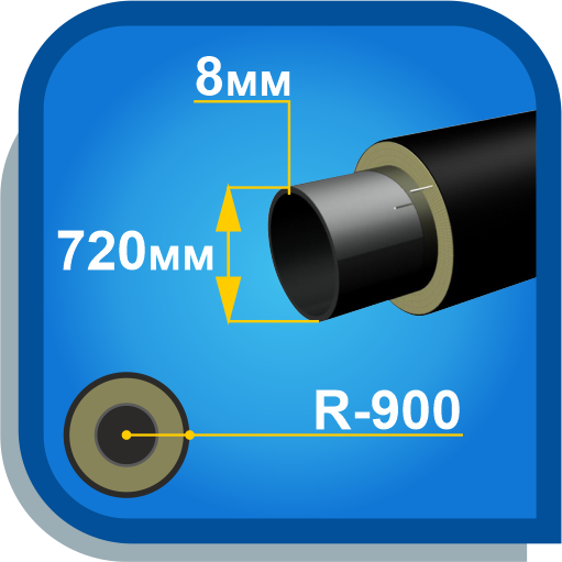 Труба стальная эл/св 720х8,0-1-ППУ-ПЭ/900