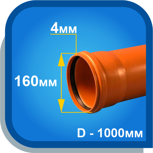 Труба ПВХ (PVC) рыжий (коричневый) Дн 160х4.0 L 1,0м